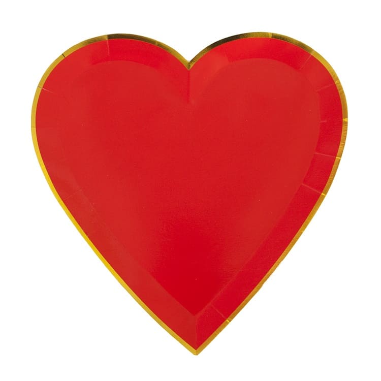 Тарелки бумажные Сердце, Красный, Металлик 9"/23 см, 6 шт./ДБ