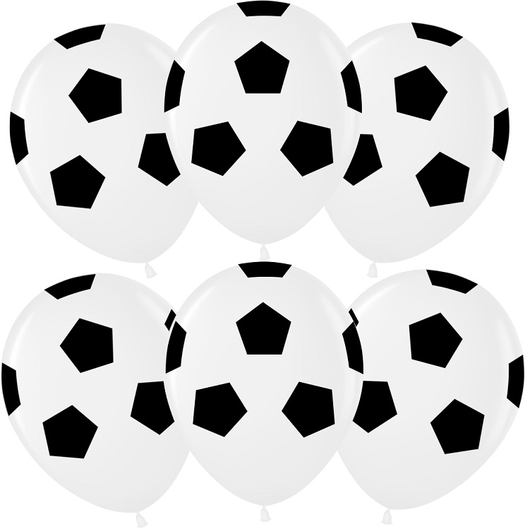 Шар Мл (12"/30 см) Футбольный мяч, Белый (200), Пастель, 5 ст., 25 шт.