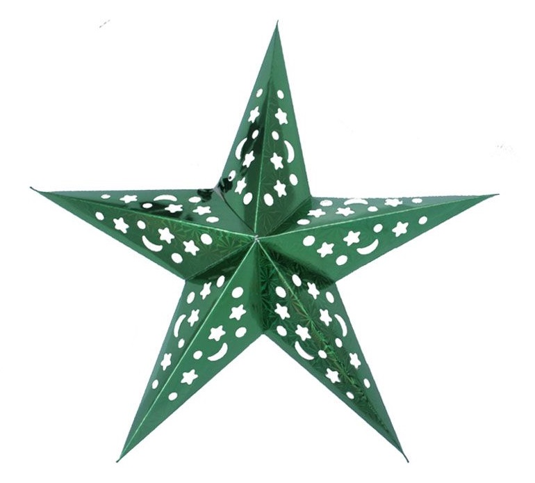Звезда бумажная голографическая 45 см, Зеленый /Мо