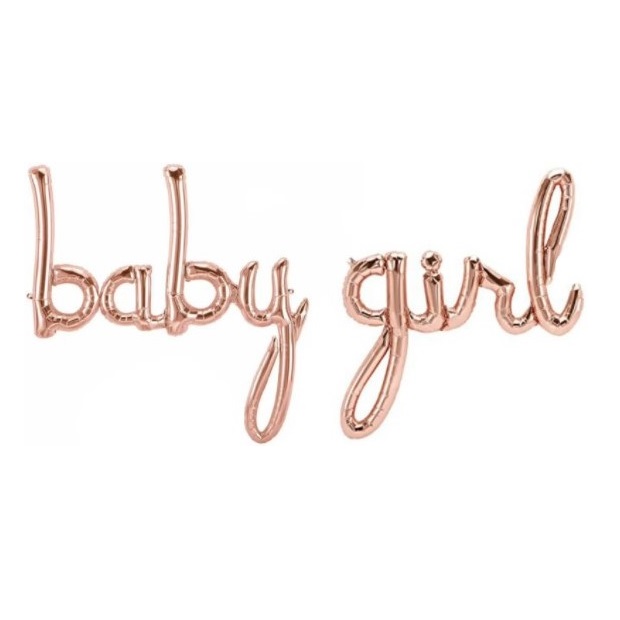 Набор шаров-букв Х (16"/41 см) Мини-Надпись "Baby Girl", Розовое Золото