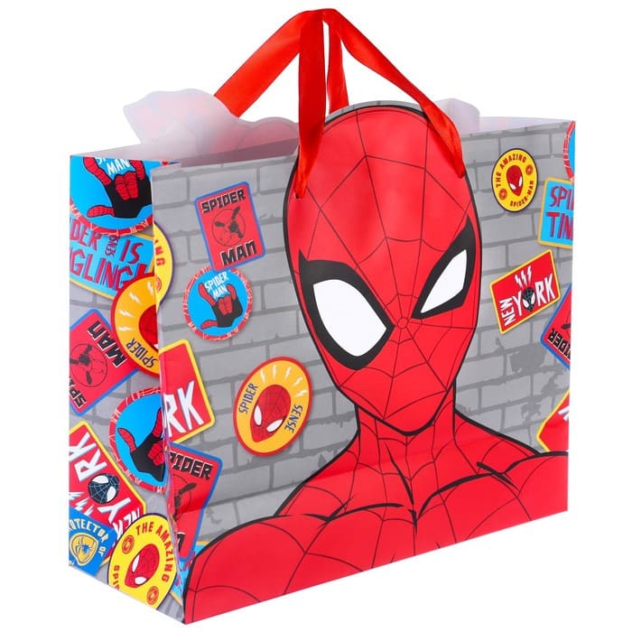 Пакет подарочный ламинированный Человек-паук, 23х27х11,5 см./Сл