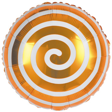 Шар F (18''/46 см) Круг, Леденец Спираль, Оранжевый