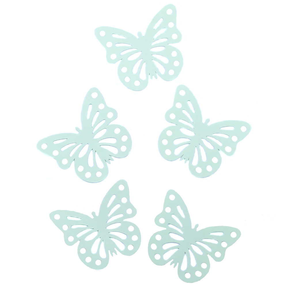 Наклейки декоративные с перфорацией Бабочки, мятные 10 х 7 см., 24 шт./Мо075-0078