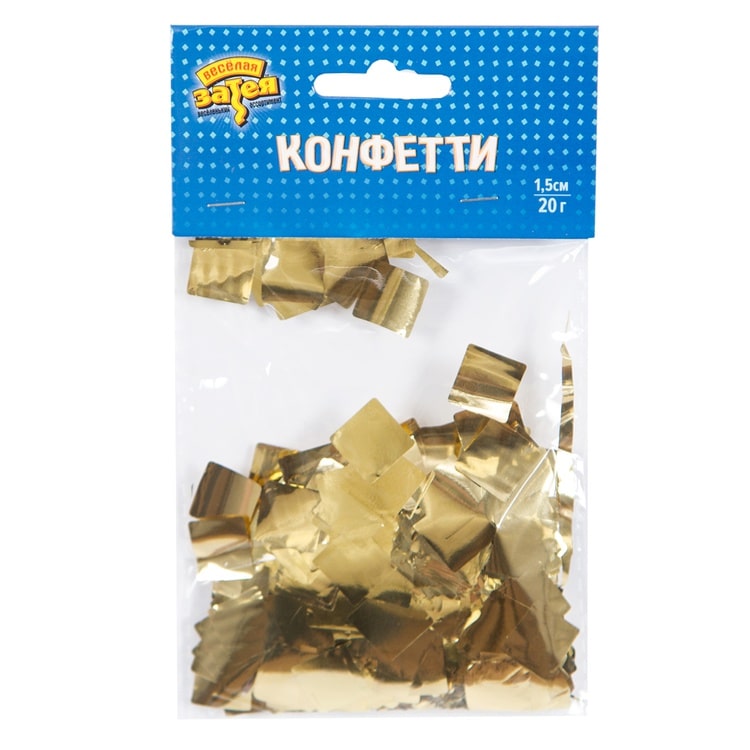 Конфетти Квадрат фольгир. Золото 1,5 см, 20 гр./ВЗ