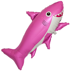 Шар Ф Фигура, Счастливая акула, Розовый, (39''/99 см), 1 шт.