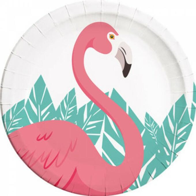 Тарелка бумажная Фламинго, 23 см. 8 шт./G