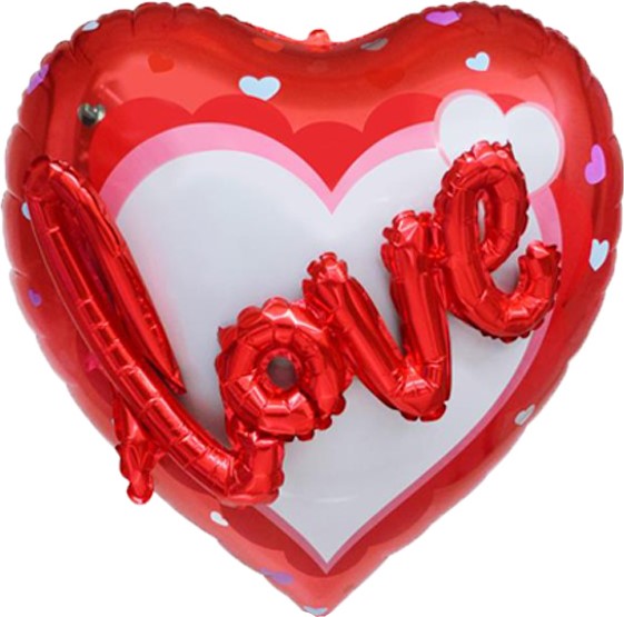 Шар Х 36" Сердце, 3D Love, Красный, 1 шт. в упак.