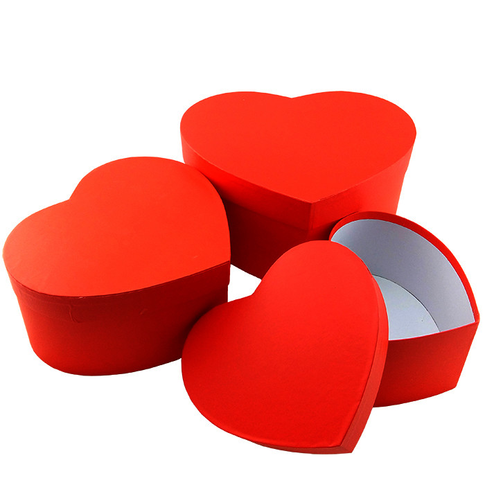 Набор коробок 3 в 1 "Однотонный" Красный / сердце  /Б