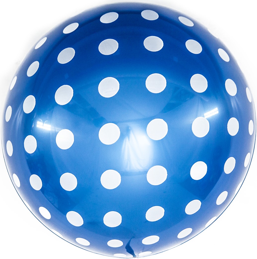Шар Х 18" Сфера 3D, Deco Bubble, Белые точки, Синий