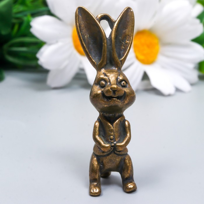 Декор латунь Кролик в жилетке, 4,8 см.
