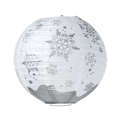 Подвесной фонарик стандарт Серебряные снежинки, белый, 25 см /Мо