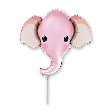 Шар Ф 14" М/Фигура, Голова Слона, розовая