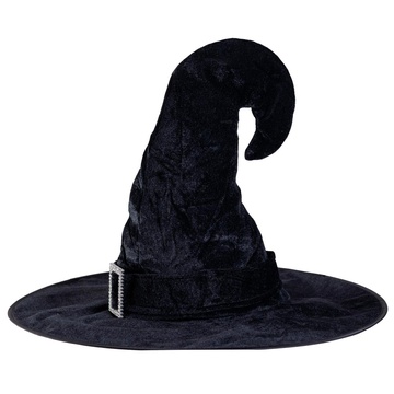 Шляпа ведьмы Люкс черная бархат 38 см /ВЗ