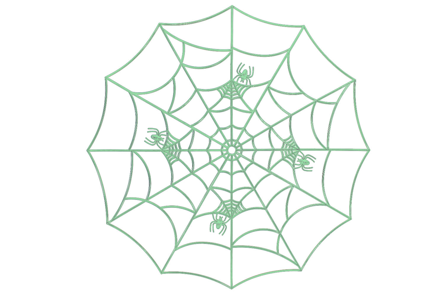 Паутина пластиковая с пауком неон зеленая, сборная /Сф.