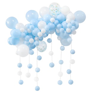 Гирлянда из воздушных шаров, Набор №1, Голубой микс, Макарунс, 98 шт. в упаковке
