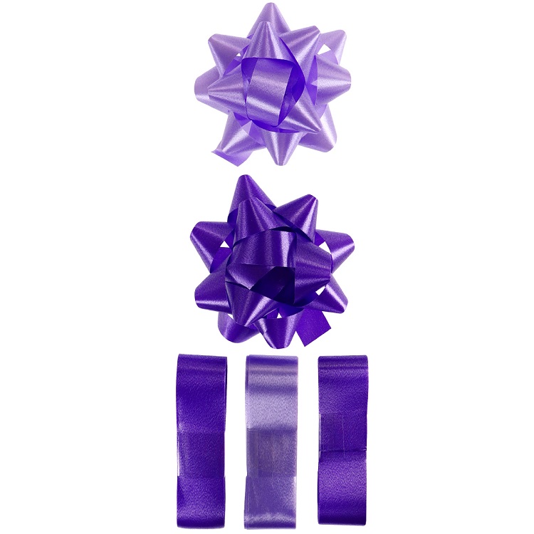 Набор для оформления подарков Оттенки фиолетового, 2 банта+3 ленты 15ммх1,5м