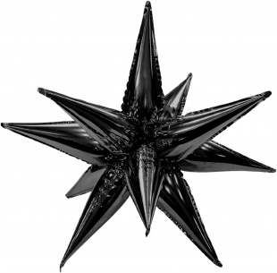 Шар Ag 26" Фигура 3D, Звезда составная, Черный блеск, инд. упак.