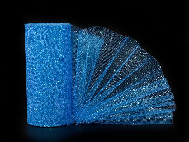 Фатин с блестками 15 см х 22,8 м (25 ярд) Синий для подарка