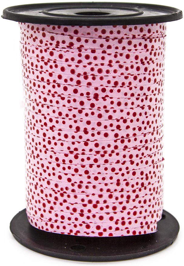 Лента (0,5 см*500 м) Красные точки, Розовый /ДБ