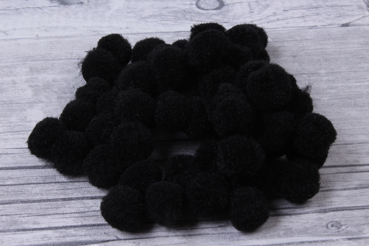 Помпоны декор. 1,5 см Черные (1000 шт в уп)