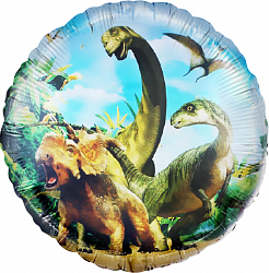 Шар Х 18" Круг, Динозаврики Юрского периода