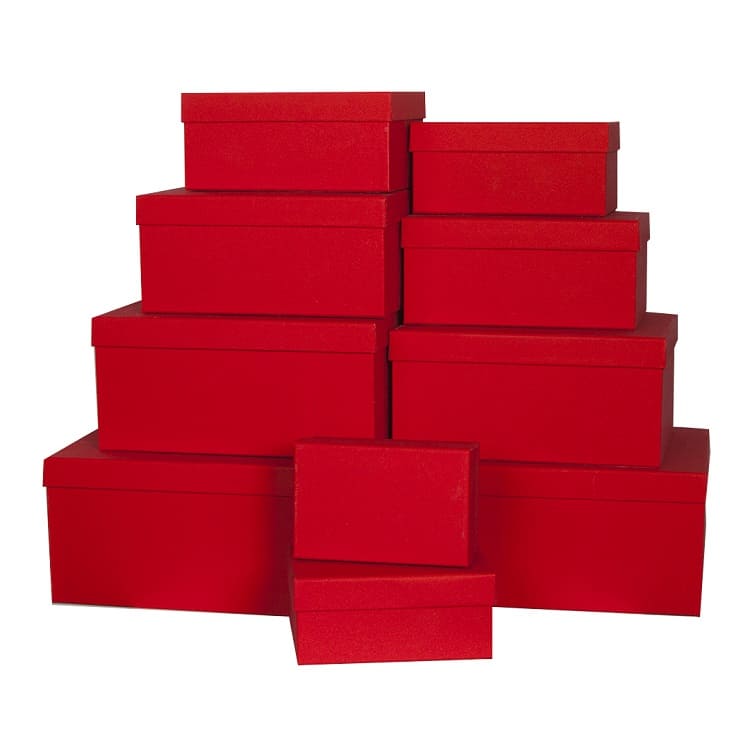Набор коробок Звездная пыль, Красный, с блестками, 36,4*28,2*16,5 см, 10 шт. /ДБ