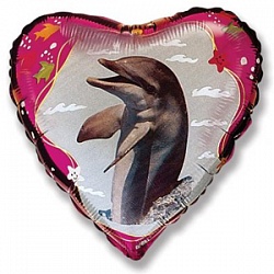 Шар Ф (18''/46 см) Сердце, Дельфин, Фуше