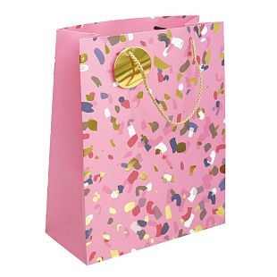 Пакет подарочный "Розовый с конфетти" / 26*32*12 см