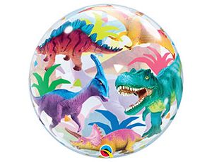 Шар П BUBBLE 22" Динозавры разноцветные