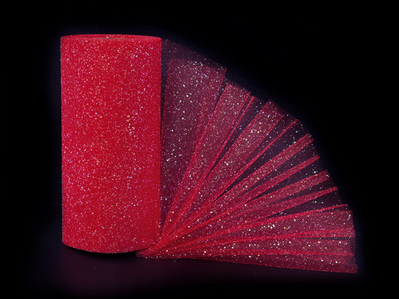 упаковка для подарка Фатин с блестками 15 см х 22,8 м (25 ярд) Красный