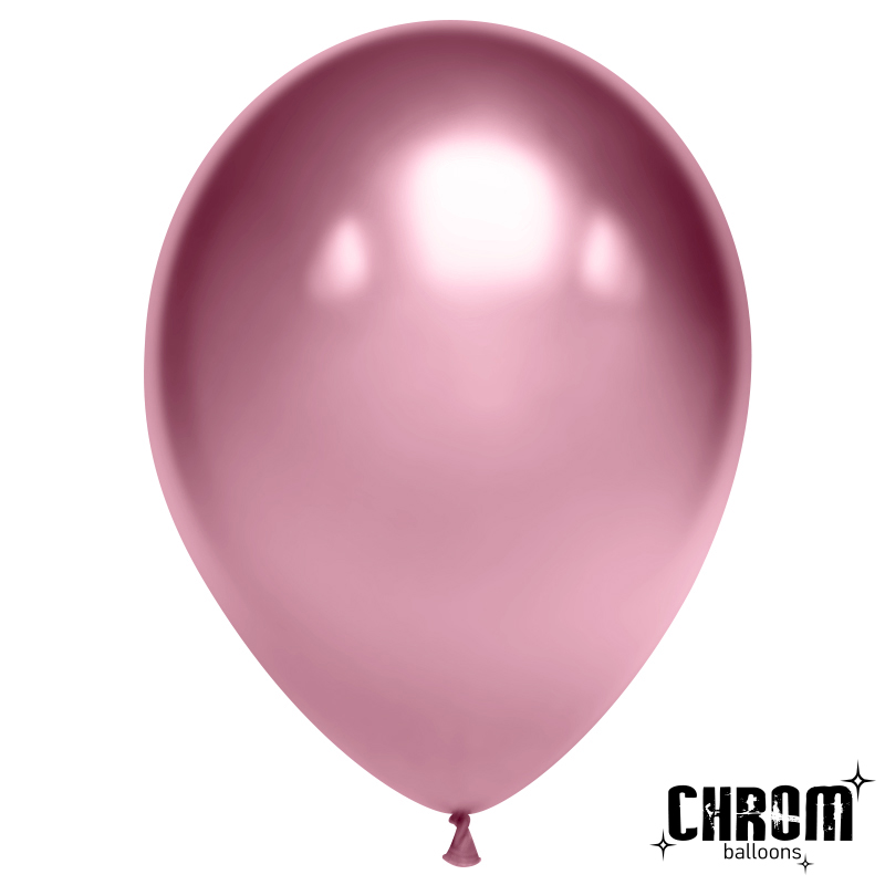 Шар Х (5"/13 см) Хром, Розовый, 50 шт.