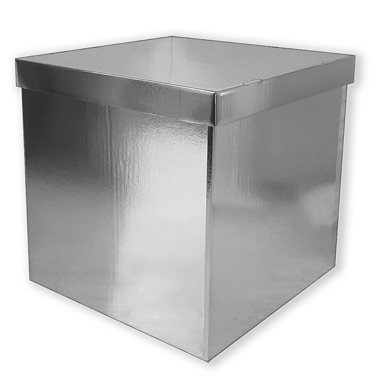 Коробка сюрприз для воздушных шаров, Серебро, 60*60*60 см, 1 шт.