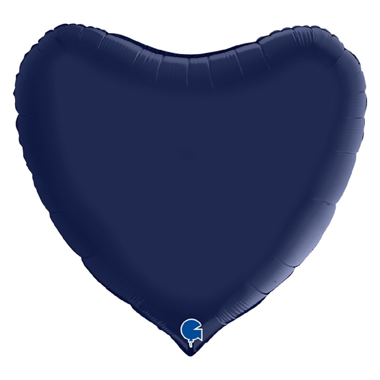 Шар Г 36" Сердце, Blue Navy, Сатин