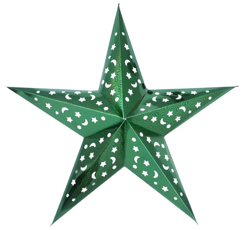 Звезда бумажная 60 см голографическая зеленая /Мо