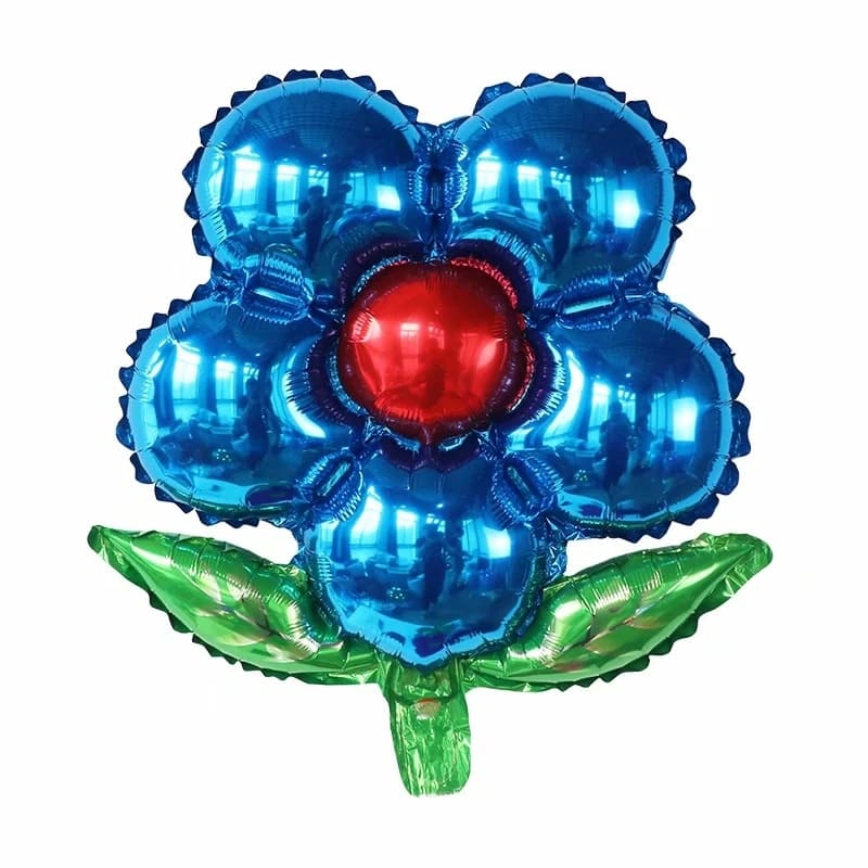 Шар Х 20" М/ФИГУРА, Цветок с листочком, синий (с клапаном)