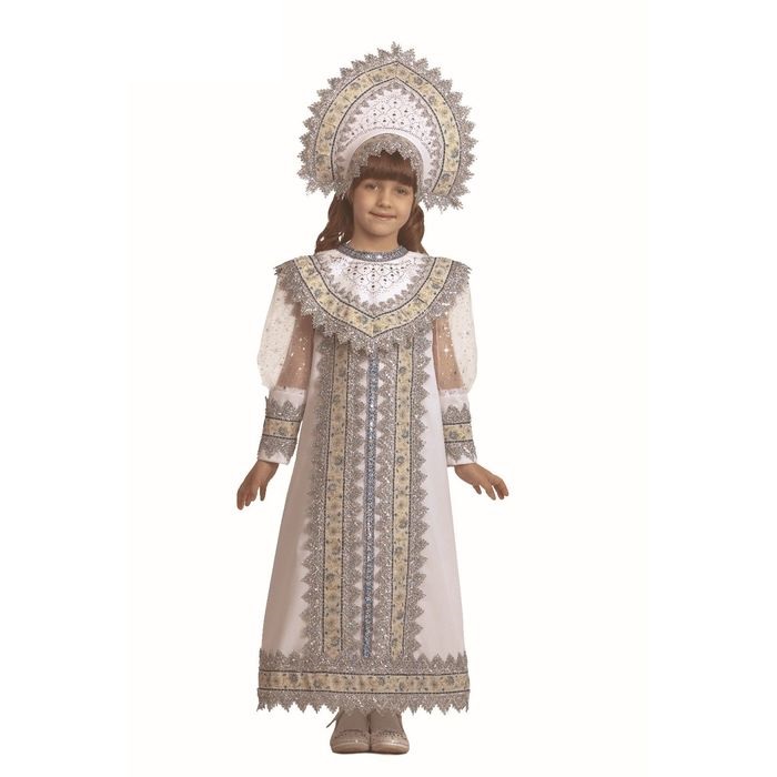 Карнавальный костюм Снегурочка Сударыня, платье, оплечье, кокошник, в асс