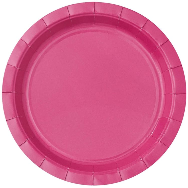 Тарелка бумажная ярко-розовая 17 см, 6 шт 