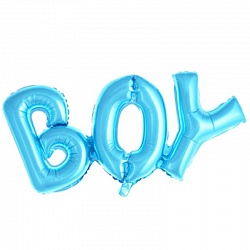 Шар Х 36" Фигура, Надпись "Boy", голубой  