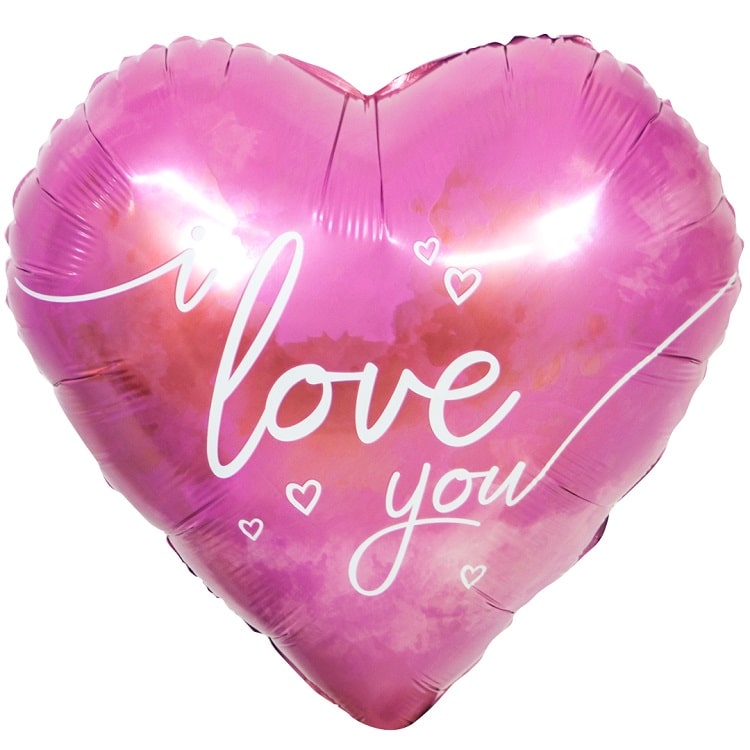 Шар Х Фигура, Сердце, Я люблю Тебя (парящие сердца), Розовый, 1 шт. 18"/46 см.