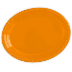 Тарелка пластиковая Делюкс Оранжевая, 5 шт. 32*25 см.