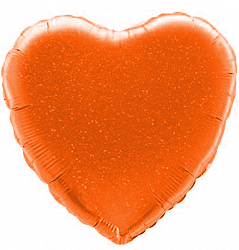 Шар Х 18" Сердце, Оранжевый, Голография, 1 шт. (18"/46 см)