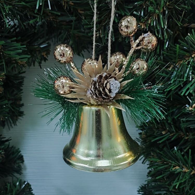 Рождественский колокольчик золото, 9*9 см./Сф