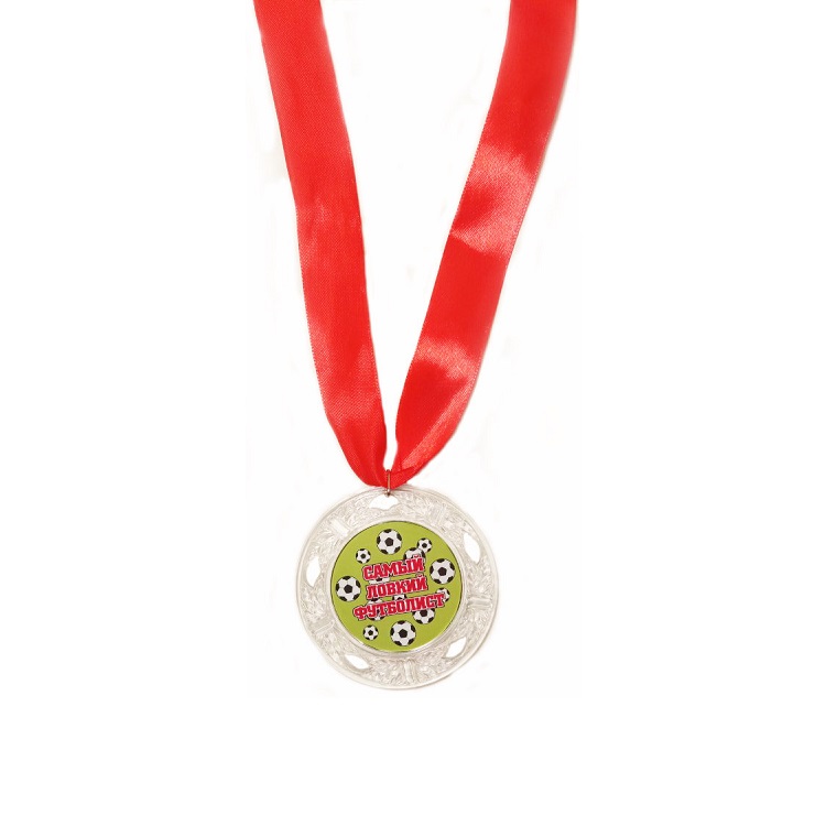 Медаль Самый ловкий Футболист (красная надпись), прозрачная/Сф