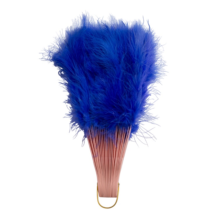 Веер с декоративными перьями, синий