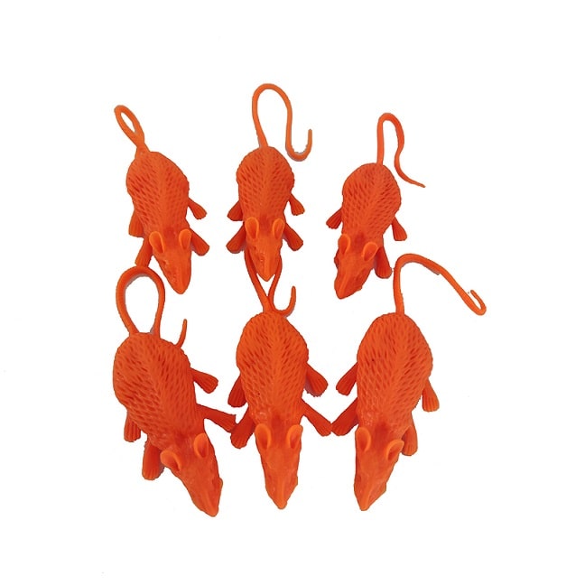 Крыса Оранжевая Хэллоуин, 6 шт, 6 см./Сф