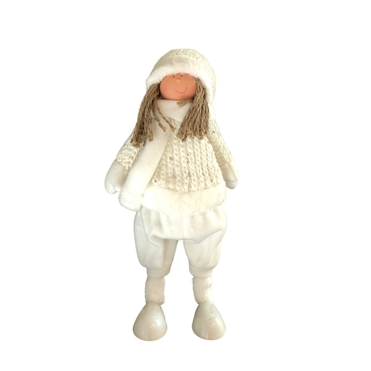 Кукла рождественская в белой шапочке в полушубке, 12*10*32 см./Сф