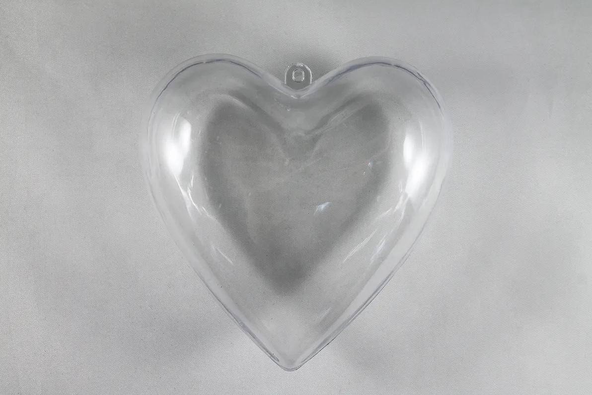 Сердце пластик, прозрачный, 10 см