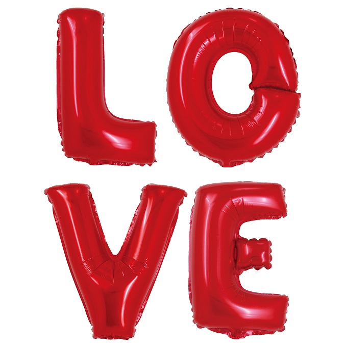 Набор шаров-букв (16''/41 см) Мини-Надпись "LOVE", Красный, 1 шт. в упак.