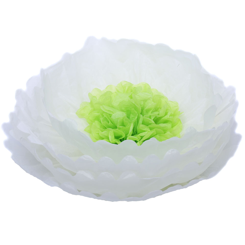 Бумажный цветок 40 см бежевый+салатовый /Мо