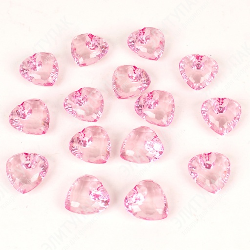 Кристаллы сердца Светло-Розовые 16 мм, 100 гр 